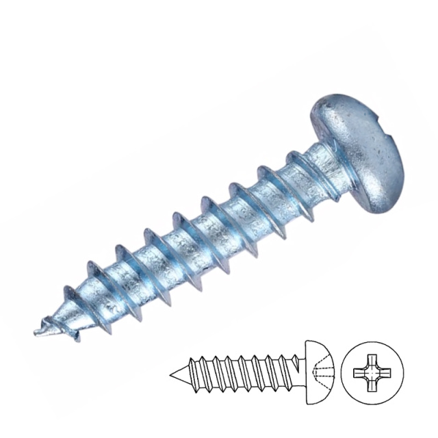 GB 845 Cross Recess Pan Head Self-Tapping Screw M6x60 1022A Carbon Steel