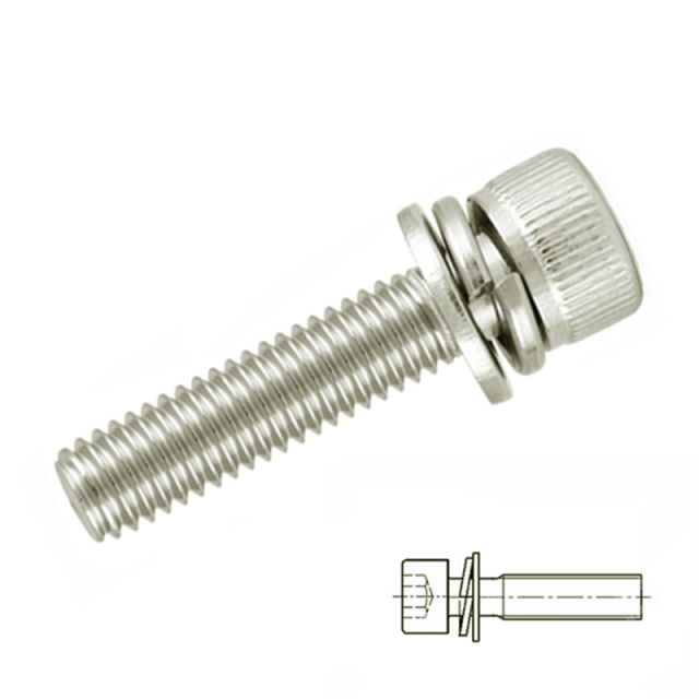 Socket Head Cap Screw with Spring & Plain Washers M3x30 40Cr Alloy Steel