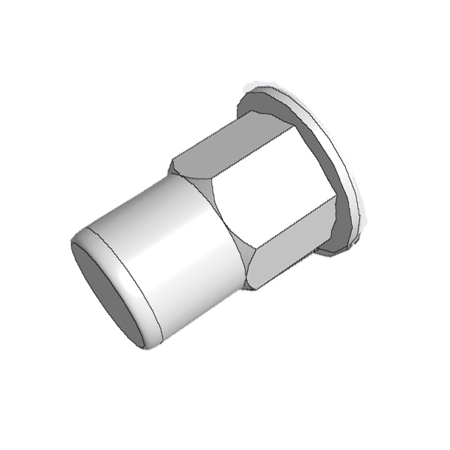 Flat Head Half Hex Rivet Nut - Blind M10 304 Stainless Steel