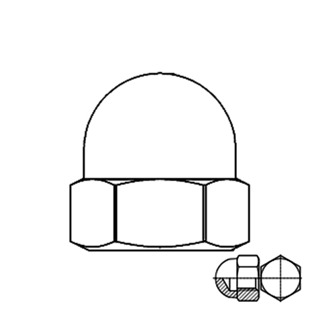 DIN 1587 Hex Cap Nut (One Piece) M18 H63 Brass