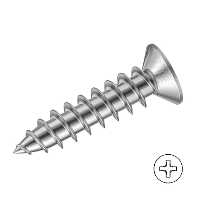 Cross Recess Countersunk Self-Tapping Screw (Cross Tip) M1.7x20 304 Stainless Steel