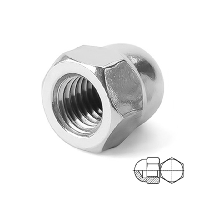 DIN 1587 Hex Cap Nut (One Piece) 1/2-13 304 Stainless Steel