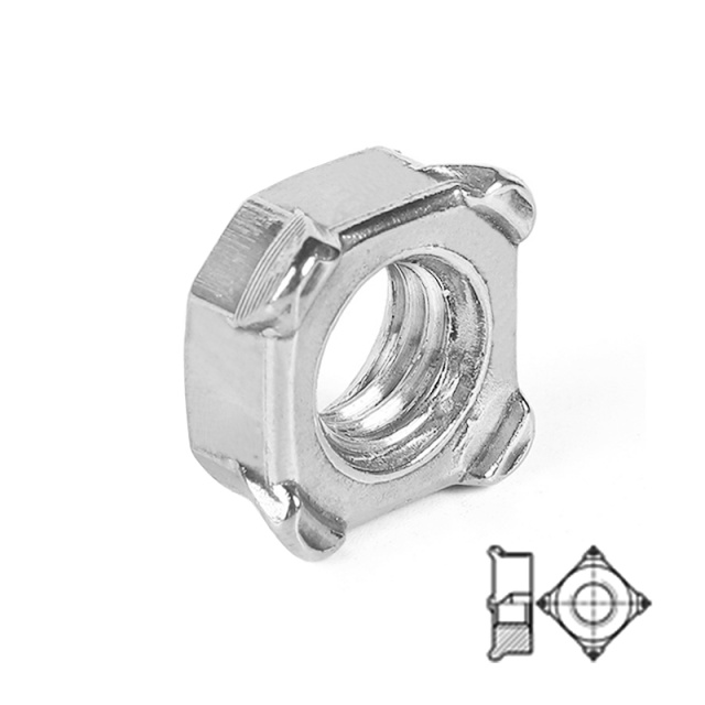 Square Weld Nut M3 304 Stainless Steel